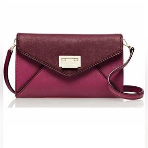 Kate Spade EUC Wesley Place Natalie Burgundy Saffiano Leather Crossbody/Clutch